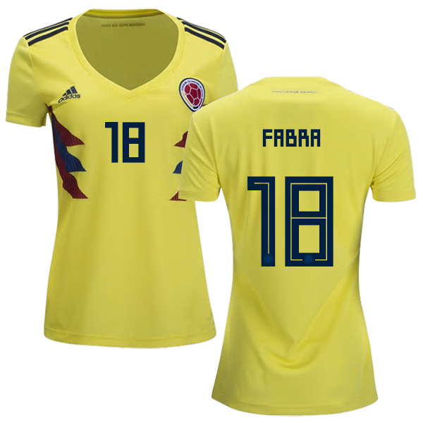 Women's Colombia #18 Fabra Home Soccer Country Jersey